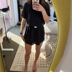 Black Mesh T-Shirt and Shorts Set